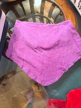 Jen’s Pirate Booty Purple Crochet-Trim Bandana Bib